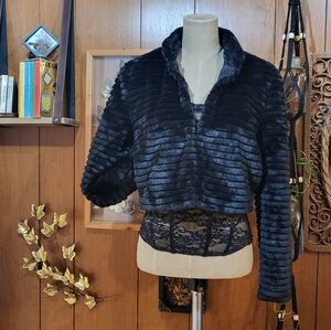 Betsey Johnson Black Faux Fur Cropped Jacket